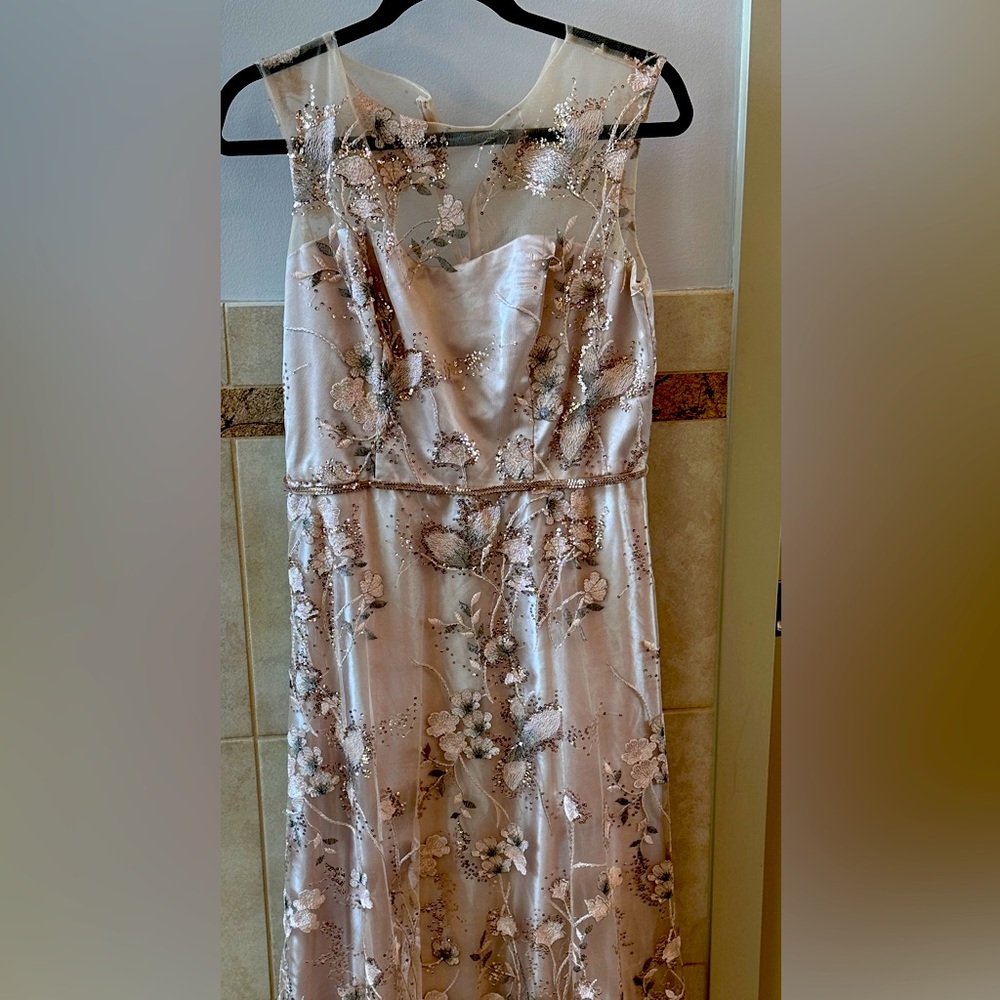 Emma Stone size 6 floor length dress, embroidery and sequins,from Neiman Marcus.